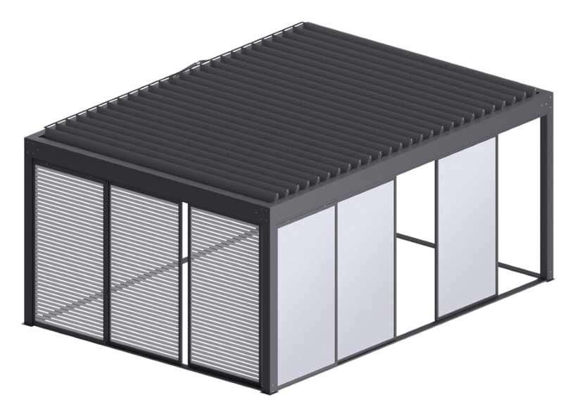 Aluminium-System mit Lamellendach und Seitenelementen